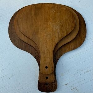MCM Solid Wood & Cork Oval Gourd Paddles Hanging Trivets hot pads